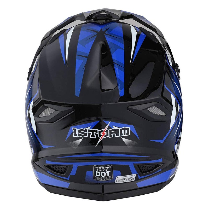 1Storm Adult Motocross Helmet BMX MX ATV Dirt Bike Four Wheeler Quad Motorcycle Full Face Helmet Racing Style: HF801 Sonic Blue - Image 5